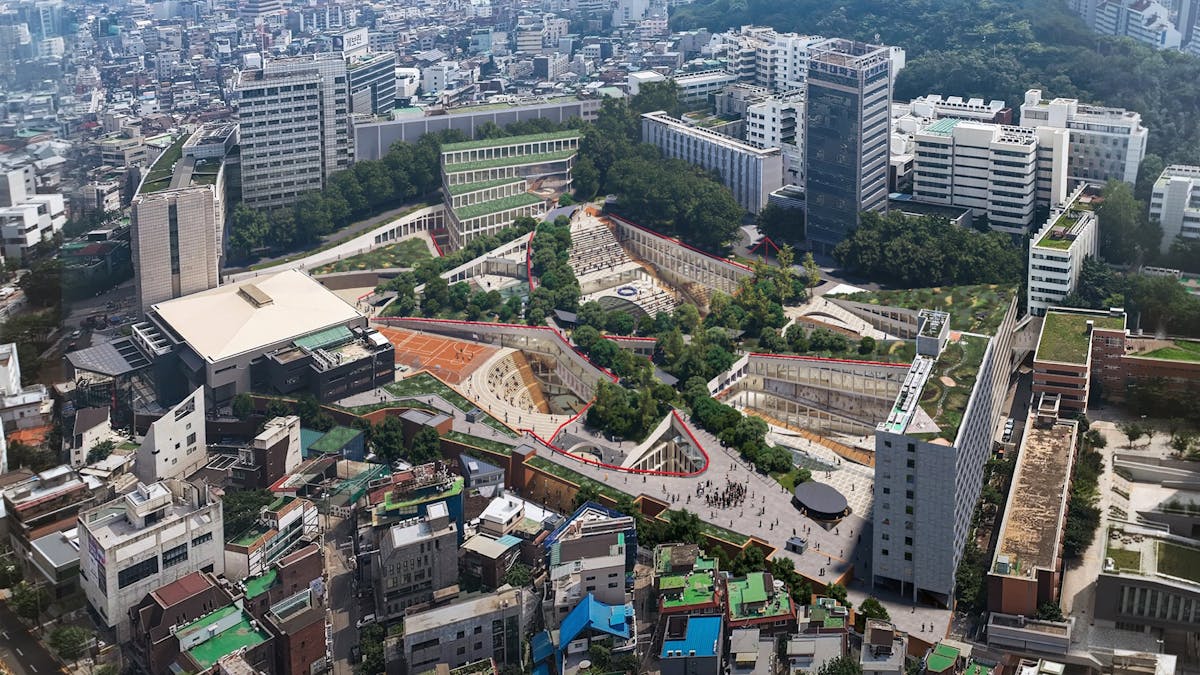 OMA's competition-winning campus for Seoul’s Hongik University digs into its site