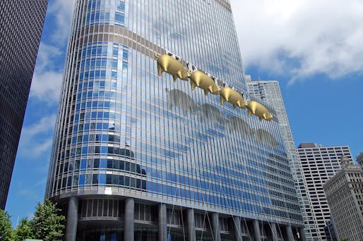 Gold Award: Flying Pigs on Parade: A Chicago River Folly, Chicago, IL by New World Design Ltd.