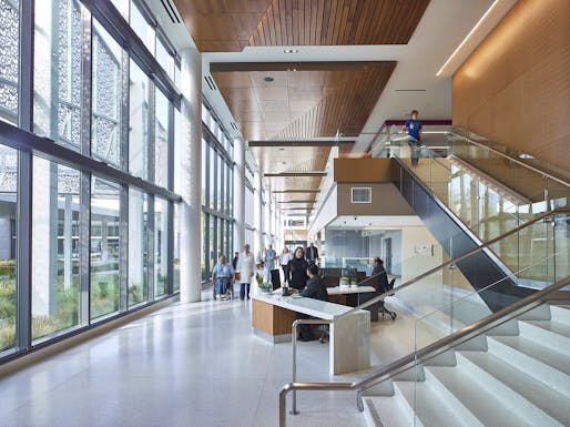 Taylor Design's Rancho Los Amigos National Rehabilitation Center in Downey, California (in partnership with SmithGroup and McCarthy Building Companies). Image courtesy Taylor Design 
