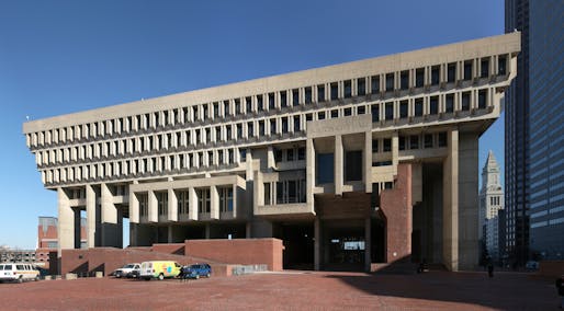 Michael McKinnell helped design Boston's iconic city hall in the 1960s. Image courtesy of Wikimedia Commons / Daniel Schwen.