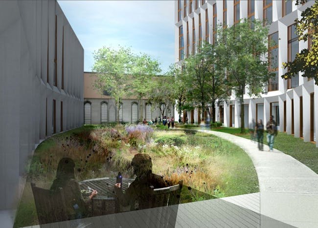 A rendering of the spacious courtyards