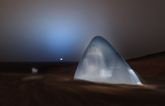 Grand prize winner of NASA + America Makes' 3D Printed Habitat Challenge: 'Mars Ice House' by Clouds Architectural Office and Space Exploration Architecture (SEArch). Image © CloudsAO / SEArch.