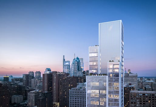 Rendering of KPF's new Arthaus tower in Philadelphia. Credit: Volley Studio. All images courtesy of KPF.