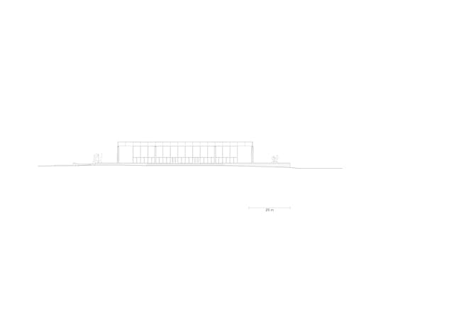 East elevation (Original scale 1:750) © David Chipperfield Architects for Bundesamt für Bauwesen und Raumordnung