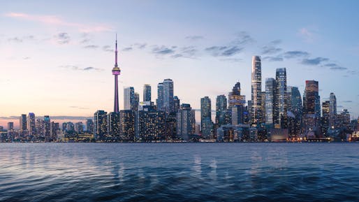 Rendering of the Pinnacle One Yonge development blending in with Toronto's skyline. Image courtesy Pinnacle International 