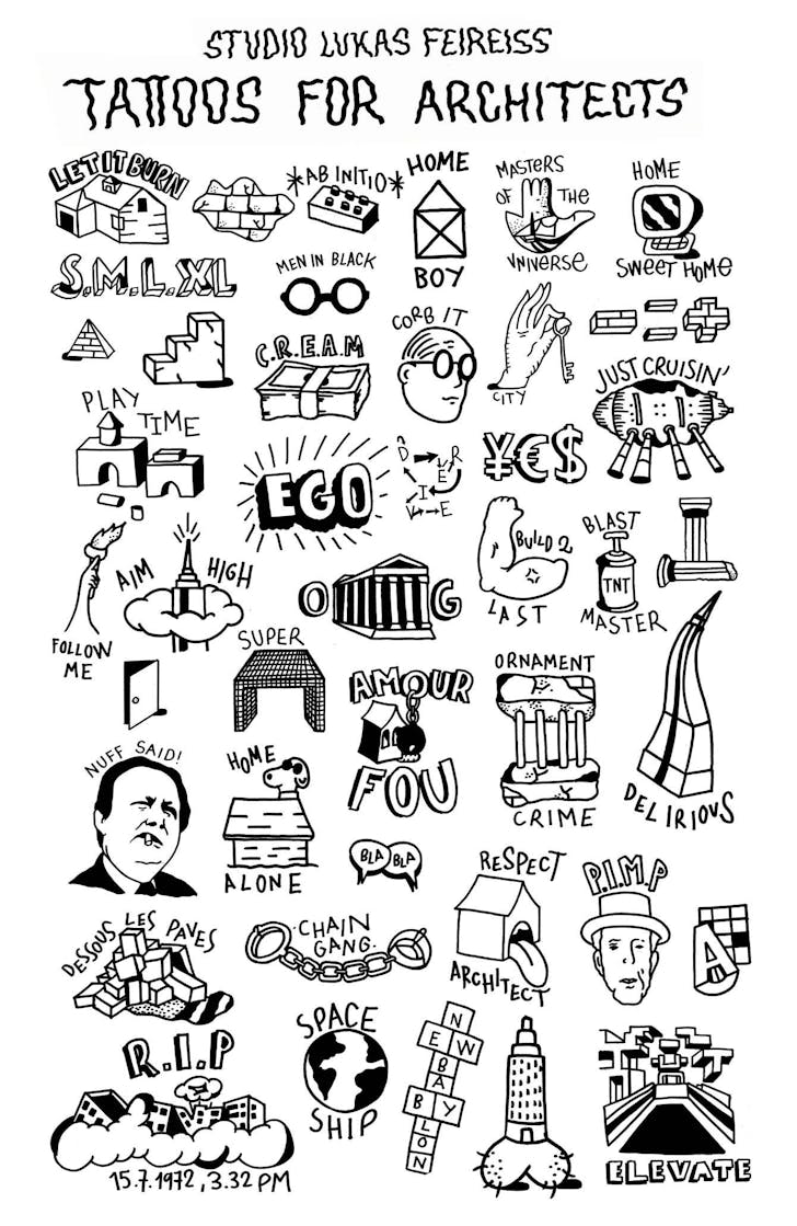Tattoos for Architects. Image courtesy Lukas Feireiss.