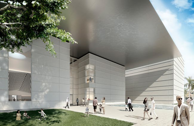 Norton Museum of Art Heyman Plaza, southern view, designed by Foster + Partners. (Image courtesy of Foster + Partners)
