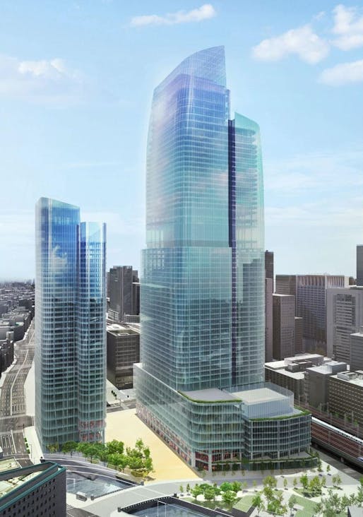 Rendering of the massive 'Tokiwabashi District Redevelopment Project' near Tokyo Station that was announced today. (Image: Mitsubishi Estate Co.)