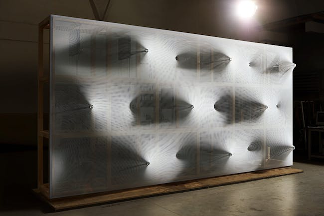 Frontview of 'Kinetic Wall' by Barkow Leibinger at the Venice Biennale 2014. Photo © Johannes Foerster