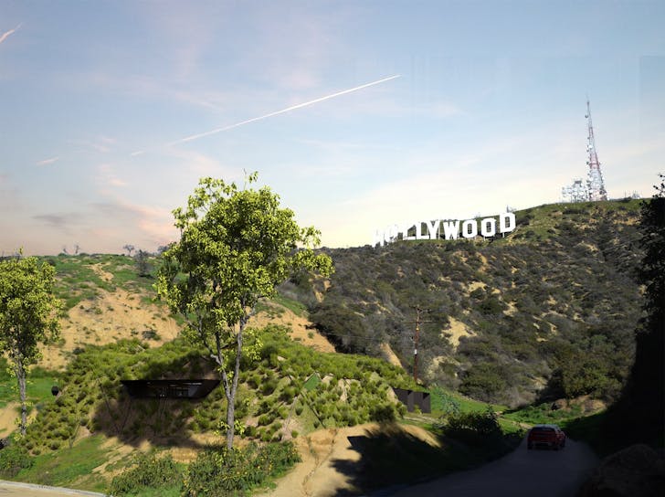 Rendering of “Hollywood Hill,” the second place entry from FGO/Arquitectura. Image: FGO/Arquitectura