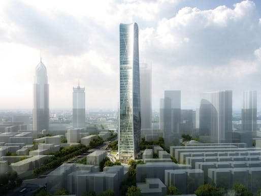 HENN's winning design for the new Cenke Tower in Taiyuan, China. Visualization © HENN
