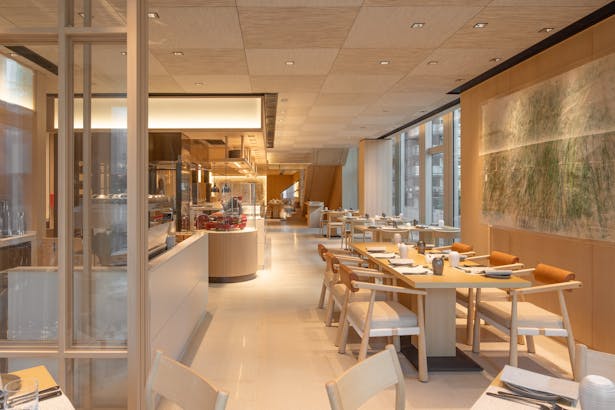 Interiors of all-day-dining with an open kitchen and interactive dining experience
