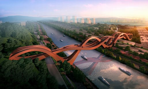 The winning bridge design by NEXT for Meixi Lake, China. Image courtesy of NEXT. 