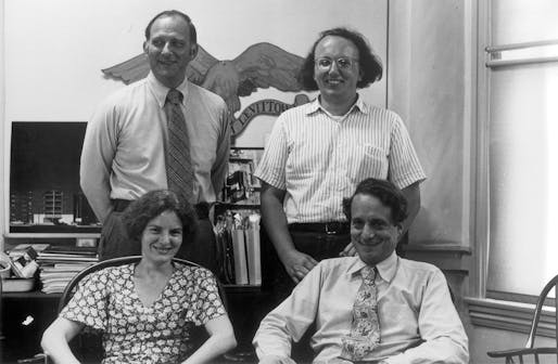 John Rauch (far left) with Robert Venturi and Denise Scott Brown in the 1970s. Image courtesy VSBA Architects & Planners via <a href="https://www.facebook.com/VSBA.LLC/">Facebook</a>