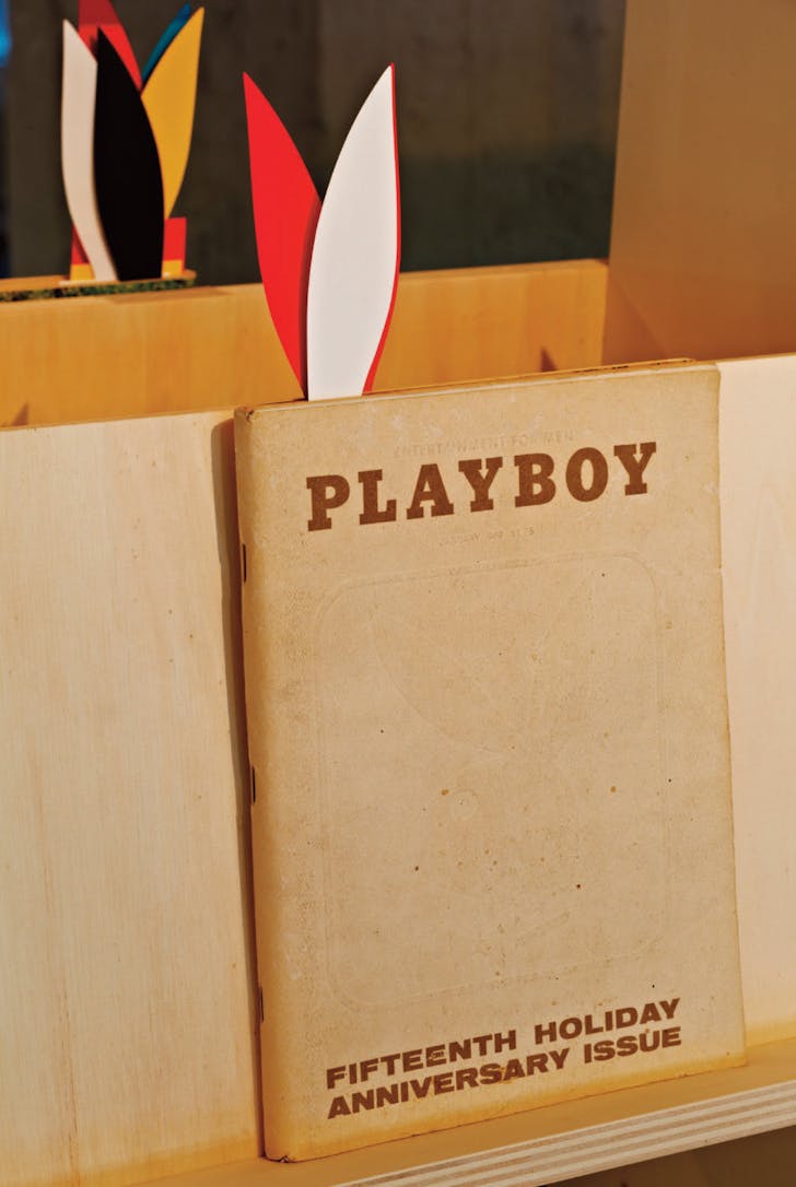 Playboy Magazine display from original exhibition at NAiM/Bureau Europa. Image courtesy of Elmhurst Art Museum.
