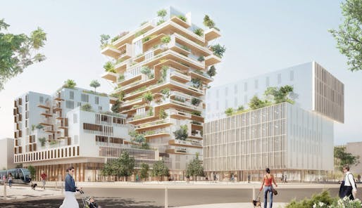 Rendering of the 18-story wooden residential tower to break ground in Bordeaux soon. (Image via globalconstructionreview.com)
