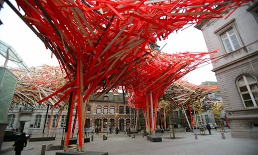 The €400,000 ($470K) centerpiece of Mons Capital of Culture has now been dismantled for fear of collapse. (via theguardian.com; Photograph: Olivier Berg/EPA)