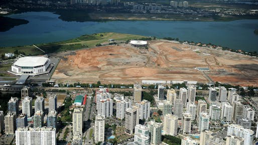 An aerial photo taken on May 10, 2013, shows the site of the future Olympic Park being constructed for the 2016 Summer Games to be held in Rio de Janeiro, Brazil. (NPR; Photo: Vandelerei Almeida/AFP/Getty Images)