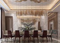 Stylish dining room in a modern luxury villa