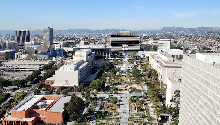 Grand Park from Los Angeles City Hall Observation Terrace, 12/30/13. Image via Joe Wolf's flickr.