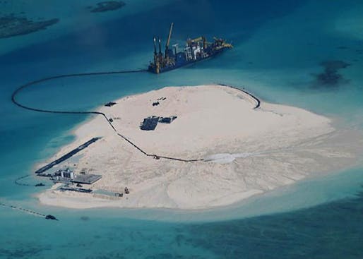 Chinese reclamation work on Johnson South Reef (Image- Philippine armed forces)