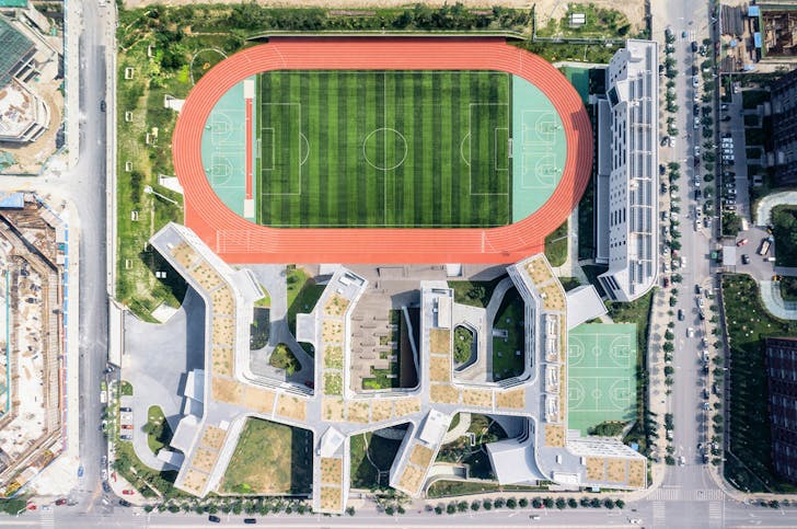 Aerial view of Beijing No.4 High School Fangshan Campus. Photo © Xia Zhi