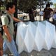 The Cardborigami team putting their innovation to the test at Skid Row in Los Angeles