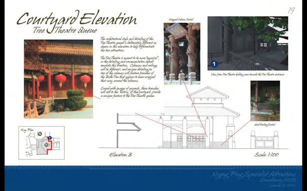 Schematic Design - Courtyard Elevation Tree Theater Queue 