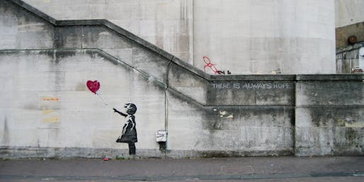 A mural in London by Banksy. Image credit: <a href="https://www.flickr.com/photos/dropstuff/2840632113">Flickr user Dominic Robinson</a> licensed under CC BY-NC 2.0 DEED