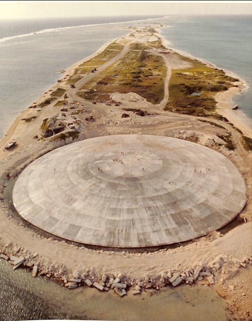 View of the Runit Dome, which is collapsing due to climate change. Image courtesy of US Defense Special Weapons Agency.