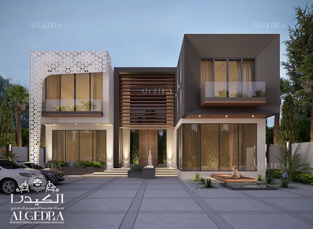 Contemporary villa facade design in Dubai