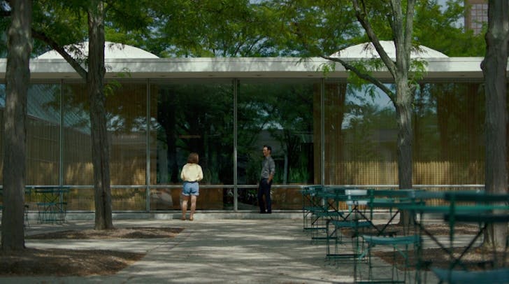 Conference center, formerly Irwin Union Bank & Trust, designed by Eero Saarinen. 'Columbus' film still