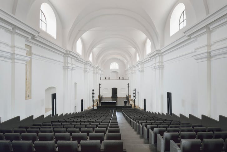 Main performance hall in church nave. Photo: Miran Kambič