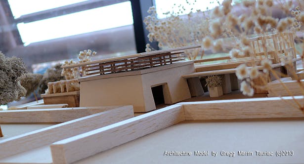 final model of artist home (rear left corner)