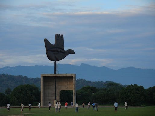 Chandigarh is located near the Sivalik Hills. Shown here is the Open Hand Monument with the Shivaliks visible in the background (via Raakesh Blokhra - Flickr)