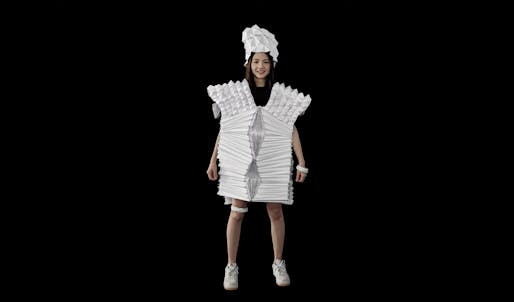 “sh/kirts” fashion wearable architecture project by students from the School of Architecture and Planning at the University of Buffalo. Image still from “sh/kirts” video courtesy of Architecture and Planning | University of Buffalo.