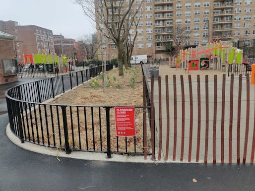 A playground in Queens, New York in 2020 closed during the COVID-19 pandemic. Image courtesy Wikimedia Commons user Rockyman2021.