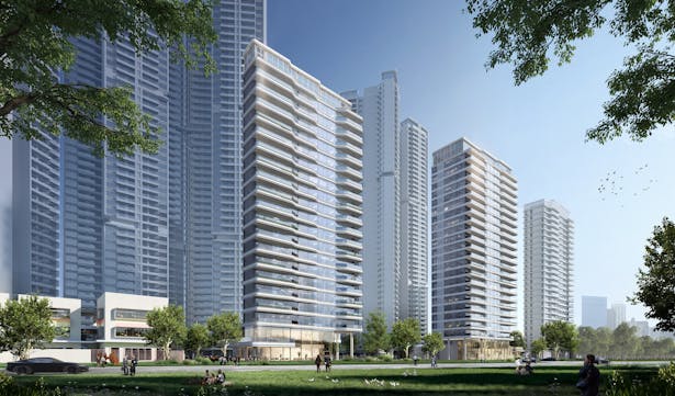 Rendering of the residential towers