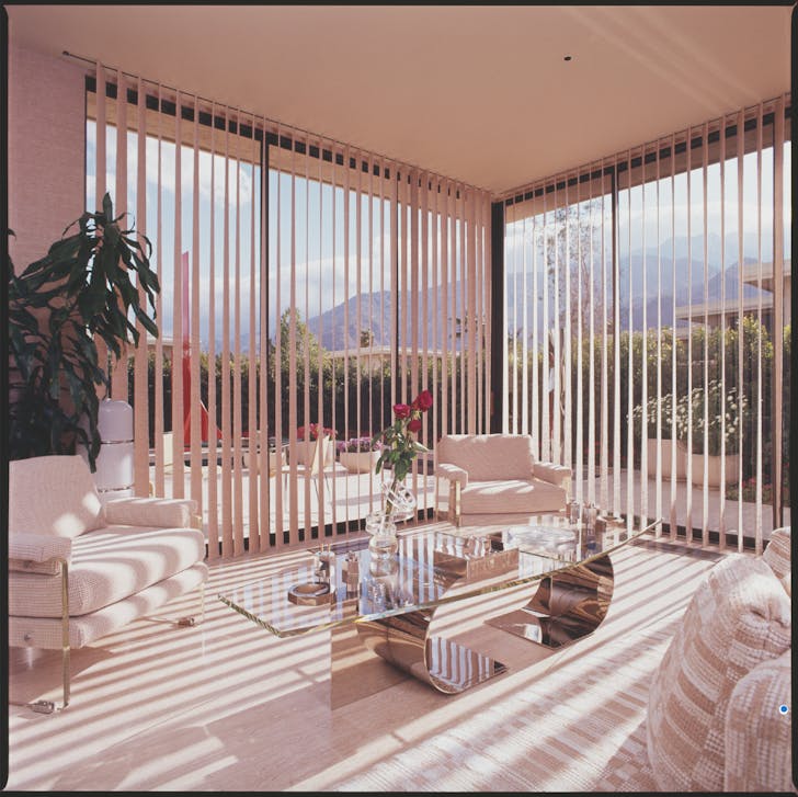 View of the Sigmund E. Edelstone Condominium, 1973, Palm Springs, California. Photograph by Fritz Taggart from Arthur Elrod by Adele Cygelman, reprinted by permission of Gibbs Smith.