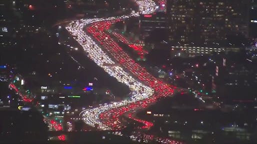 The clogged I-405 artery during a 2017 Thanksgiving traffic jam.