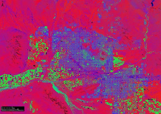 View of heat island effect in Phoenix, Arizona. Image courtesy of NASA.