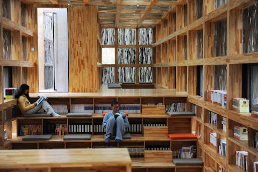 Interior of <a href="http://archinect.com/features/article/59982286/showcase-liyuan-library-by-li-xiaodong-atelier">Liyuan Library by Li Xiaodong/Atelier</a>, courtesy of the architect.
