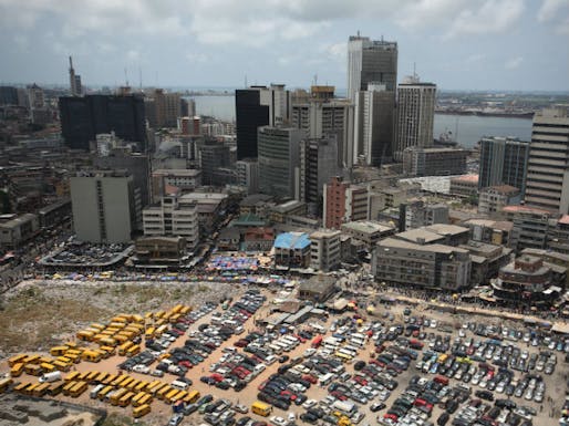 An aerial view shows the central business district in Nigeria's commercial capital of Lagos, April 7, 2009. (Akintunde Akinleye/Courtesy Reuters).