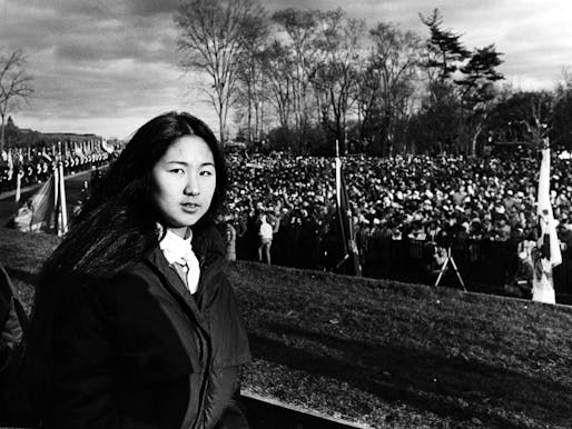 Maya Lin at the dedication of the Vietnam Veterans Memorial on November 13, 1982. Photo: Harry Naltchayan for The Washington Post, with permission.