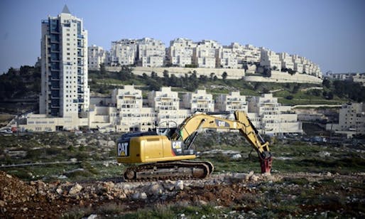 The Israeli settlement of Har Homa in East Jerusalem – Riba says the IAUA is complicit in 'land grabs, forced removals … and reinforcement of apartheid”. (The Guardian; Photograph: Mahmoud Illean/Demotix/Corbis)
