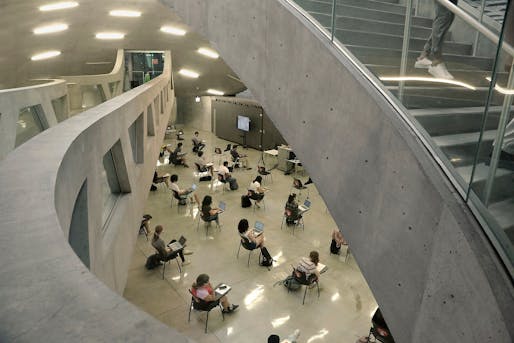 Interior view of Milstein Hall at Cornell University College of Architecture, Art, and Planning, one of the schools voicing criticism against a prominent academic ranking system. Image courtesy Cornell AAP/<a href="https://www.facebook.com/cornellaap/photos/3869817593100998/">Facebook</a>.