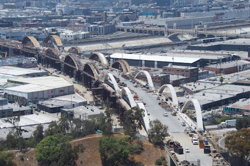 Aerial view of the under-construction bridge in September 2021. Image courtesy City of Los Angeles Bureau of Engineering via Facebook