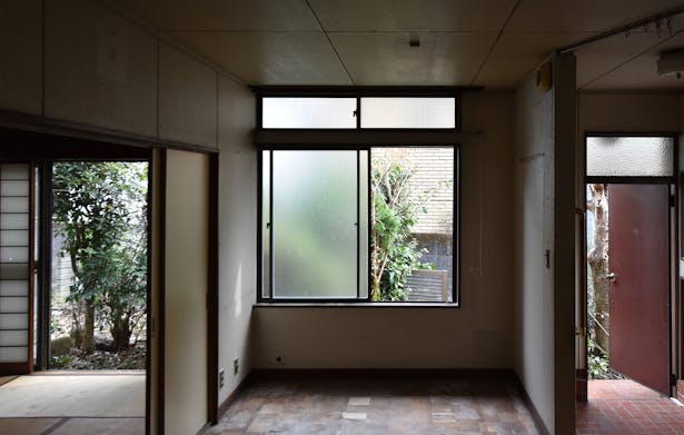 A window looking the south side before the renovation
