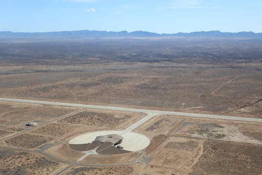 Aerial view of New Mexico's Spaceport America, including the Virgin Galactic Gateway to Space building. Photo courtesy of Spaceport America.