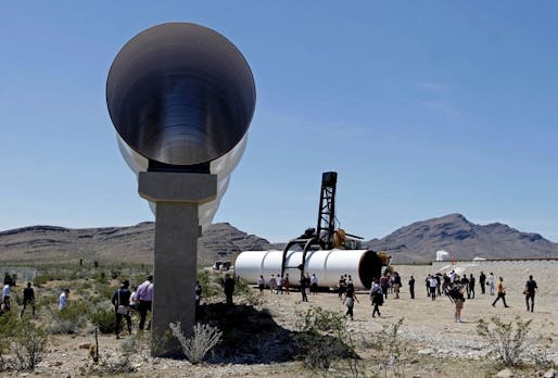 Hyperloop tubes on display in Las Vegas. John Gurzinski/Agence France-Presse for Getty Images.
